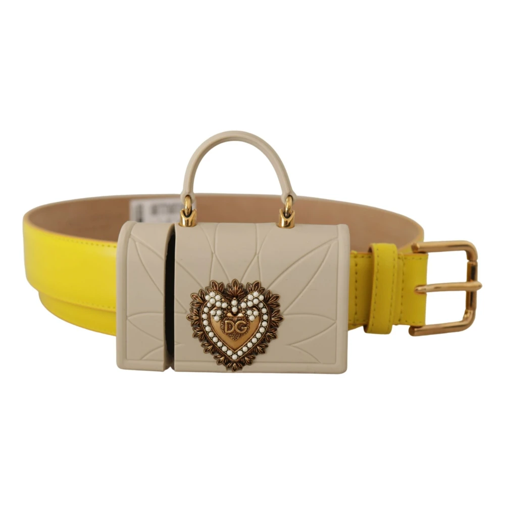 Dolce & Gabbana Women's Yellow Chic Leather Headphone Belt