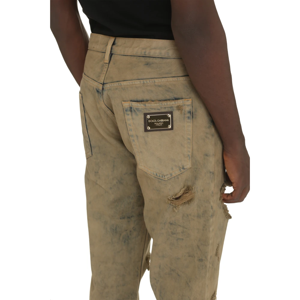 Dolce & Gabbana Versleten 5-pocket jeans Beige Heren
