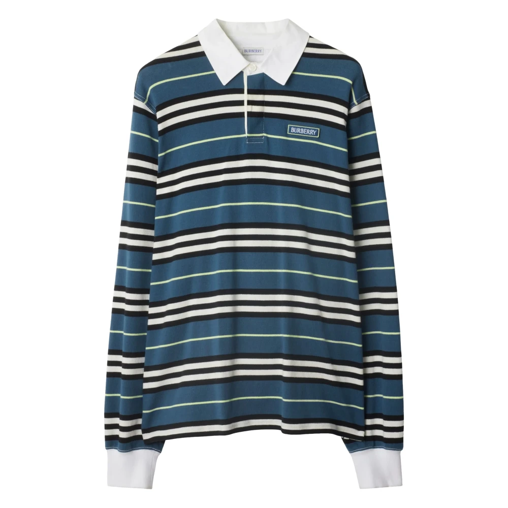 Burberry Blauw Gestreept Poloshirt Blue Heren