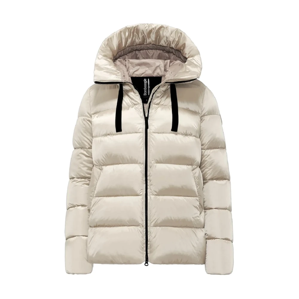 BomBoogie Grijze Korte Gewatteerde Hoodiejas Gray Dames