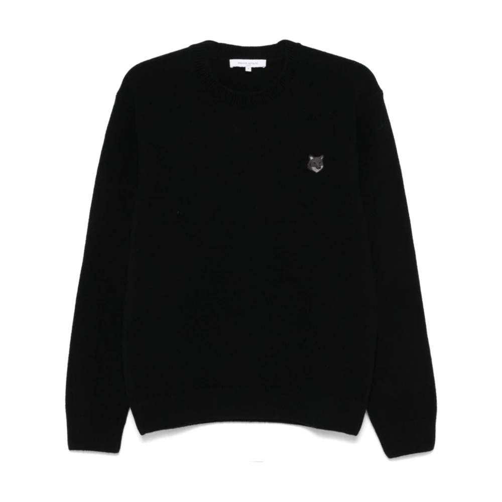 Maison Kitsuné Vos Motief Zwarte Trui Black Dames
