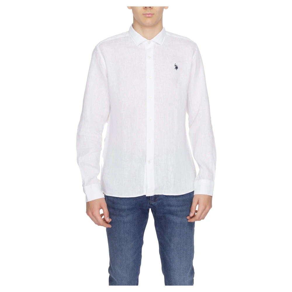 U.s. Polo Assn. Linnen Overhemd Lange Mouwen Lente Zomer Collectie White Heren