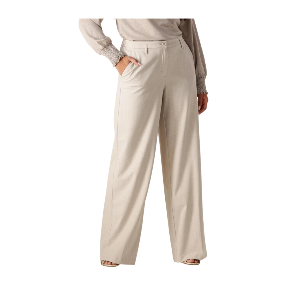 Summum Woman Wijde Viscose Blend Broek Beige Dames