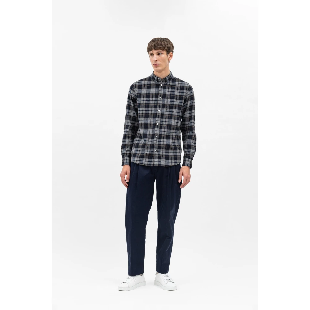 Norse Projects Geborstelde Flanellen Ruit Overhemd Gray Heren