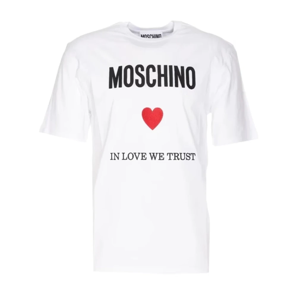 Moschino Witte T-shirt In Love We Trust White Heren