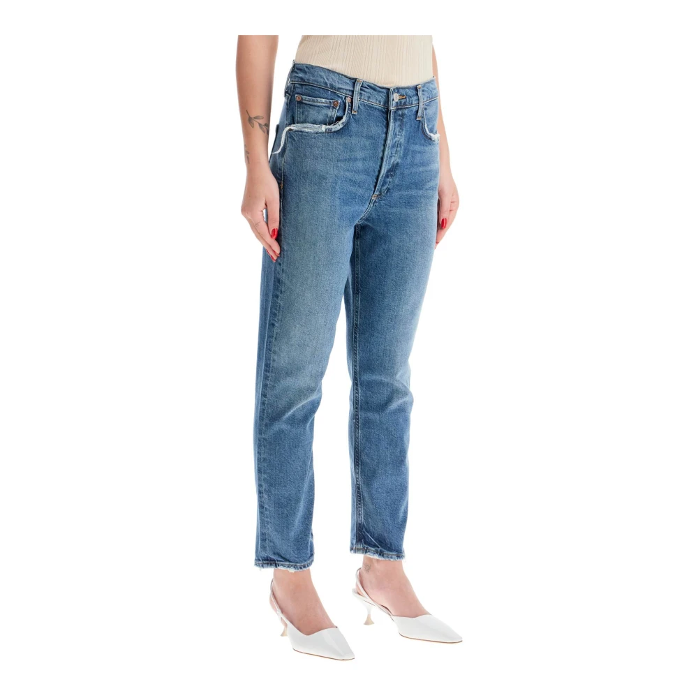 Agolde Cropped Jeans met Franje Blue Dames
