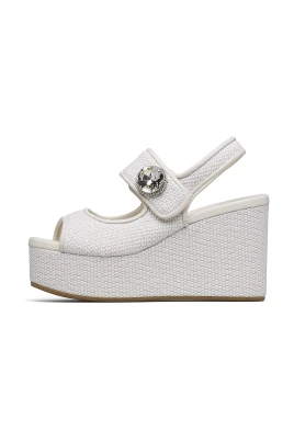 Raffia och Nappa Läder Wedge Sandal