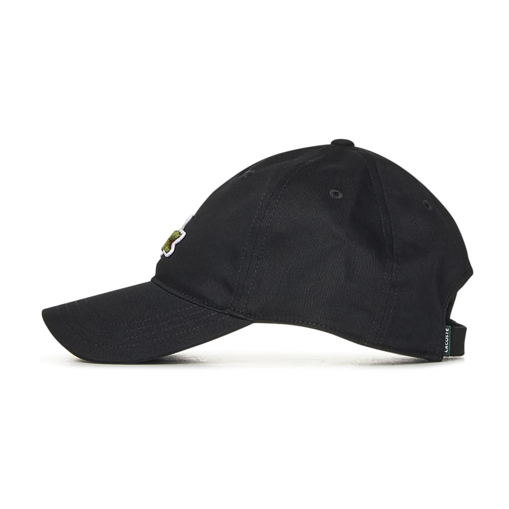 Lacoste Zwarte Katoenen Gebogen Rand Hoed Black Heren