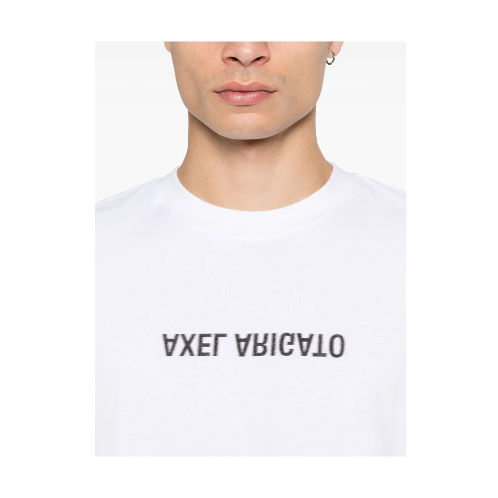 Axel Arigato Wit Logo Print Crew Neck T-shirt White Heren