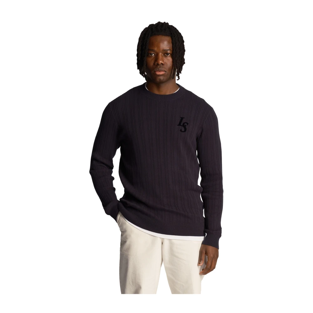 Lyle & Scott Club Emblem Crew Neck Jumper Blue Heren