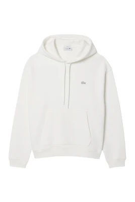 Vit Hoodie i Tung Bomullstyg