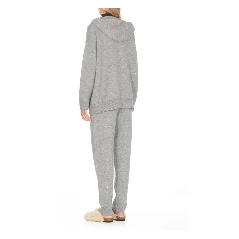 Fabiana Filippi Grijze Wollen Hoodie met Pailletten Gray Dames