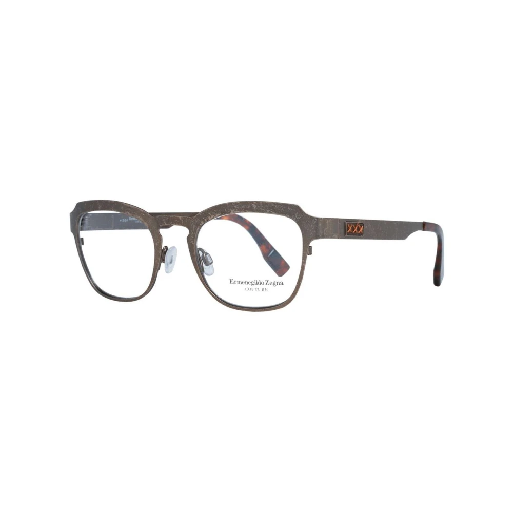 Zegna Men's Brown Glasses, One Size, Bronze Titanium Optical Frames