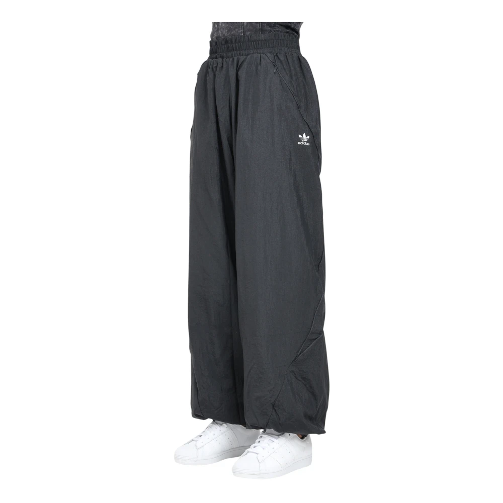 adidas Originals Zwarte Wijde Voetbalgeïnspireerde Ripstopbroek Black Dames