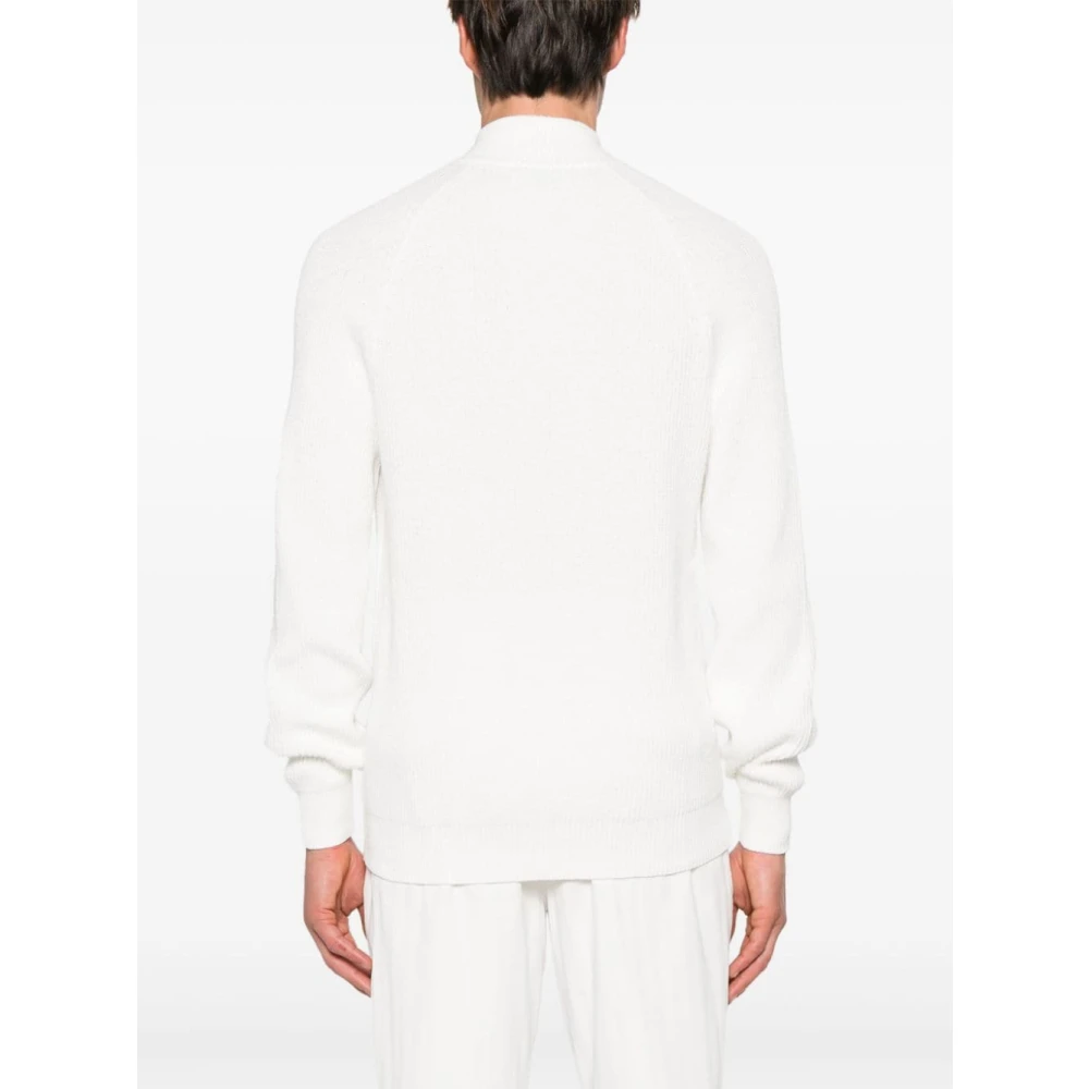 BRUNELLO CUCINELLI Wit Geribbeld Katoen Zip Vest White Heren