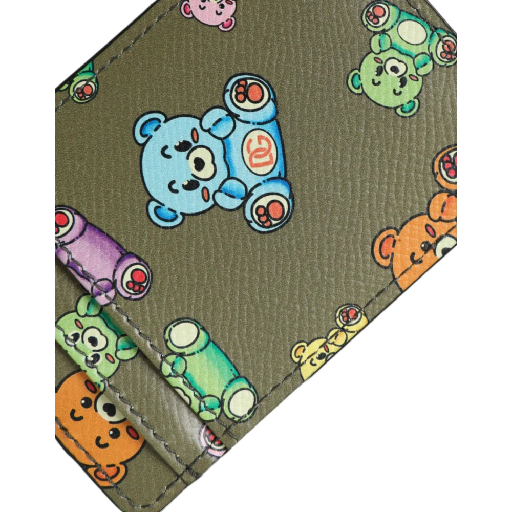 Dolce & Gabbana Army Green Teddybeer Leren Portemonnee Green Dames