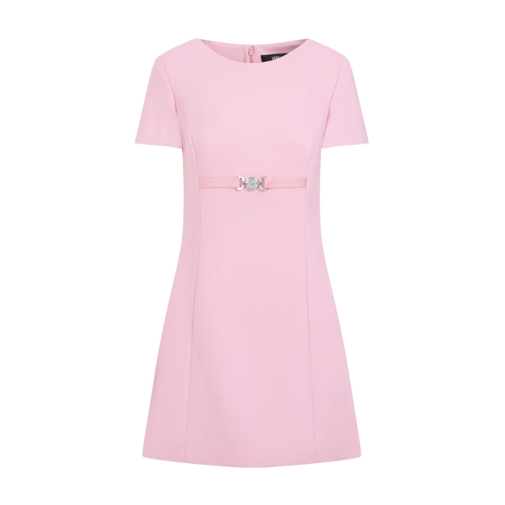 Versace Roze Mini Jurk Ronde Hals Korte Mouwen Pink Dames
