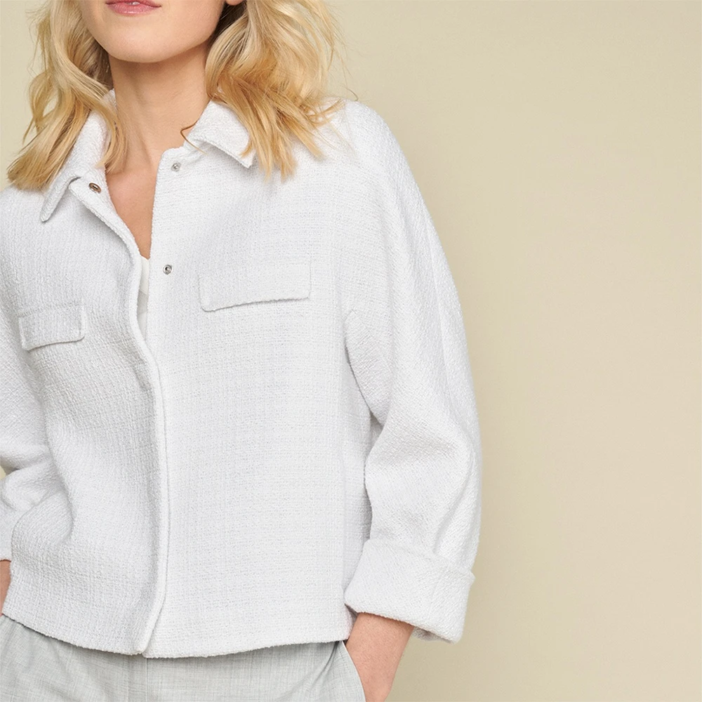 Marie Méro Witte Lurex Jas met Zakken White Dames