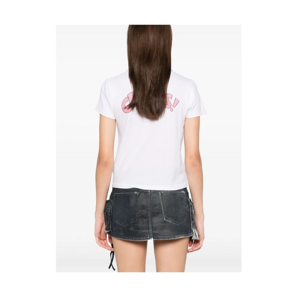 Re Done Grafische Print Wit T-shirt Ronde Hals White Dames