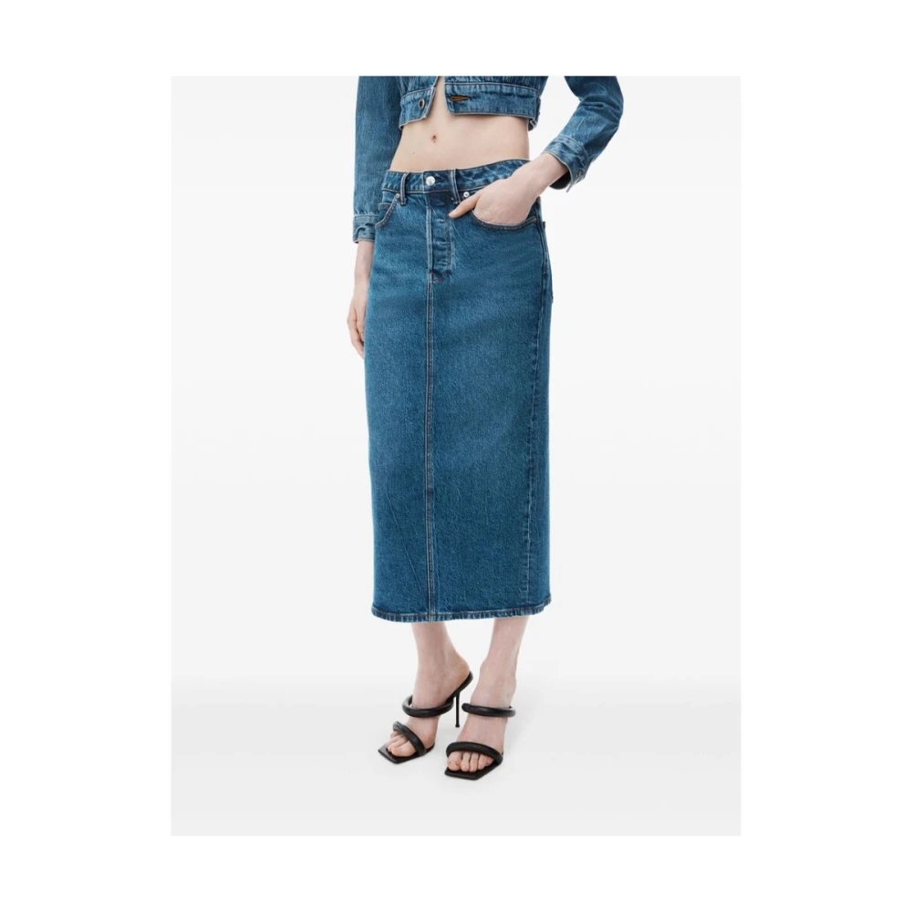 alexander wang Blauwe Denim Rok met Logopatch Blue Dames
