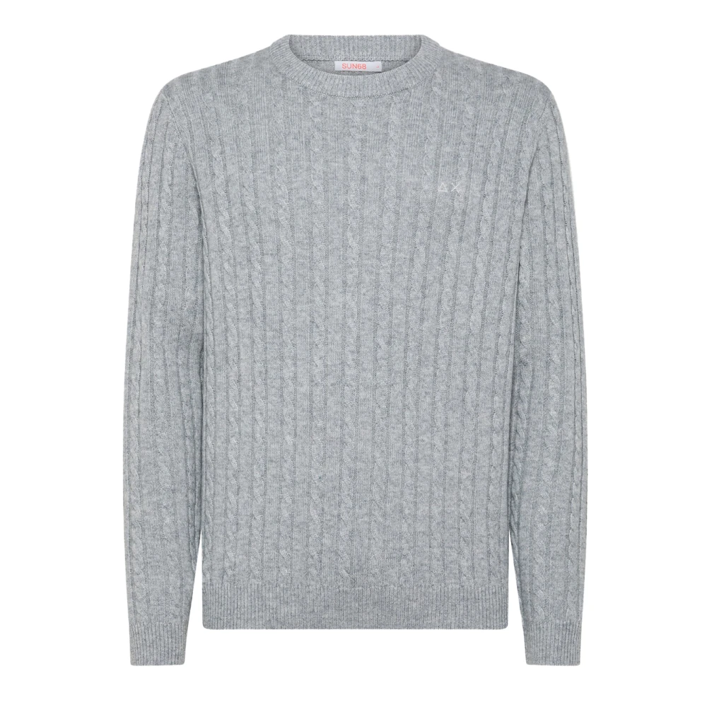 Sun68 Ronde Kabeltrui in Grijs Gray Heren