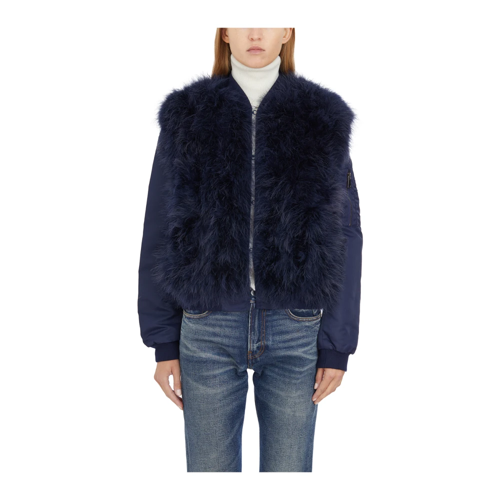 Giorgio Brato Veren Body Bomberjas in Nylon Blue Dames