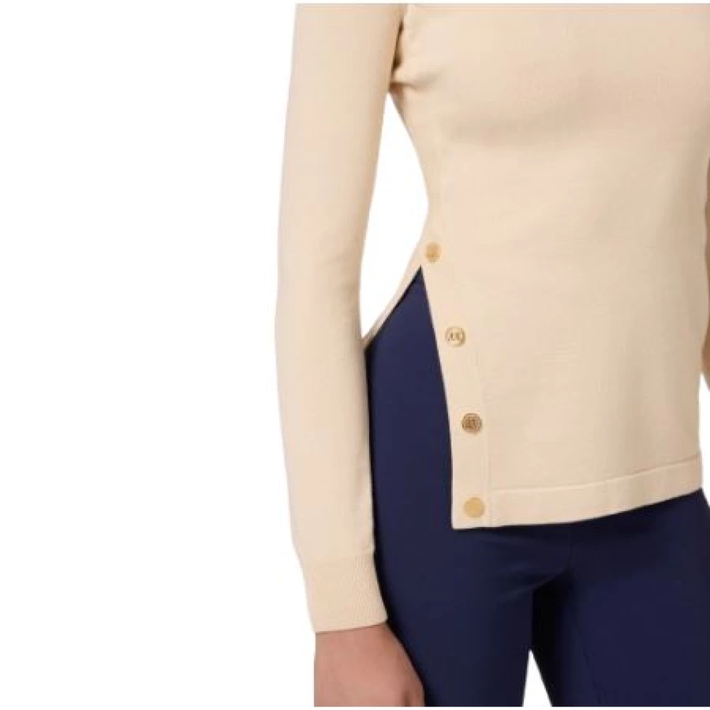 Elisabetta Franchi Ivoor Coltrui met Gouden Knopen Beige Dames