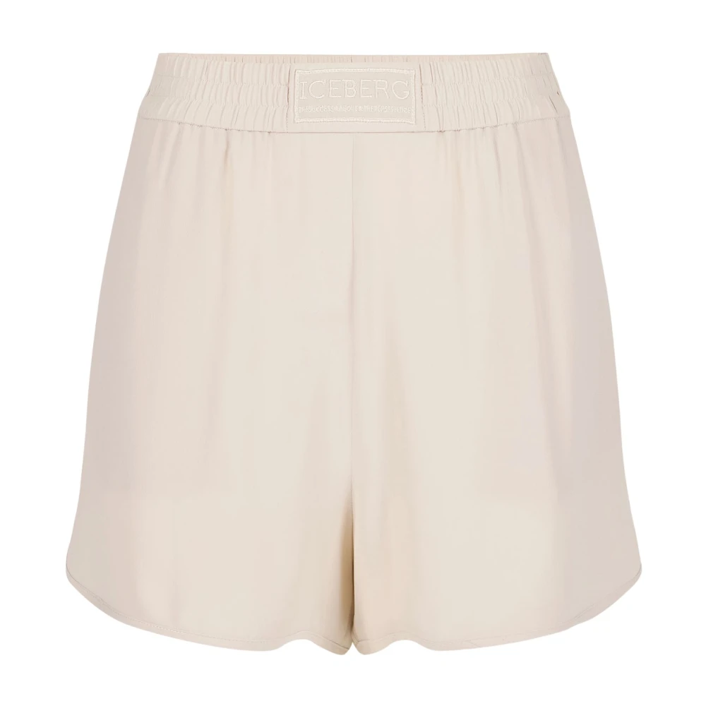 Iceberg Shorts van zijde-mix crêpe de chine met piping details en logo Beige Dames