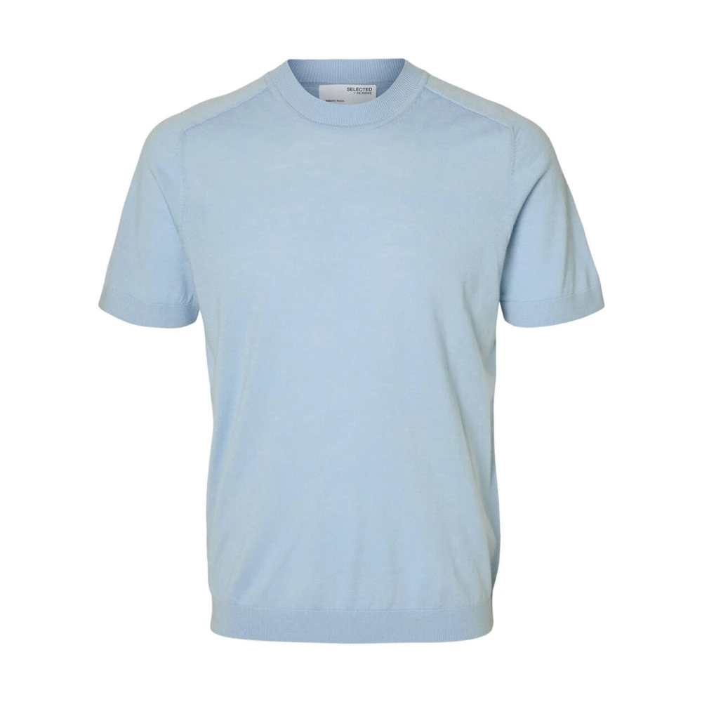 Selected Homme Merino Crew Neck T-shirt Blue Heren