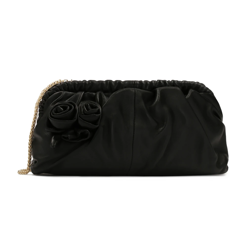Kazar Zwarte clutch tas met 3D rozen Black Dames