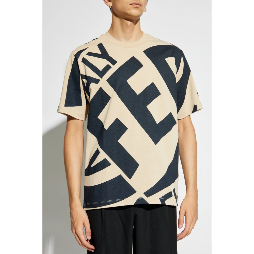 Salvatore Ferragamo T-shirt met logo Beige Heren