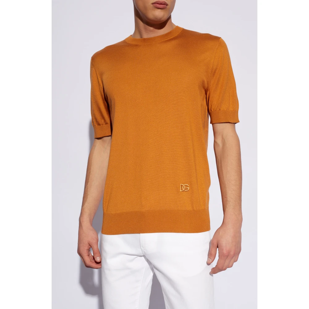 Dolce & Gabbana Gebreid T-shirt Orange Heren