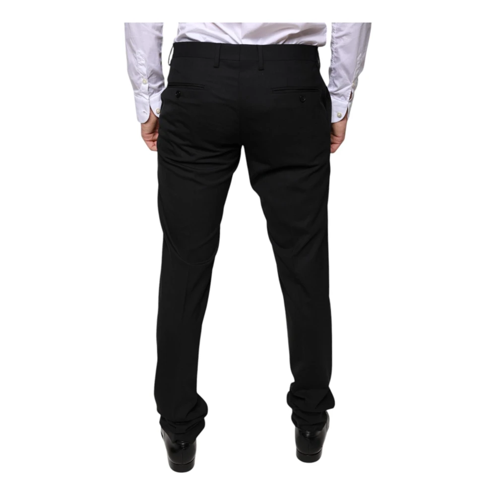 Dolce & Gabbana Zwarte Skinny Dress Pants met rits Black Heren