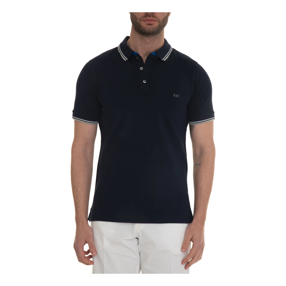 Fay Polo Shirt met Contrast Piping Blue Heren