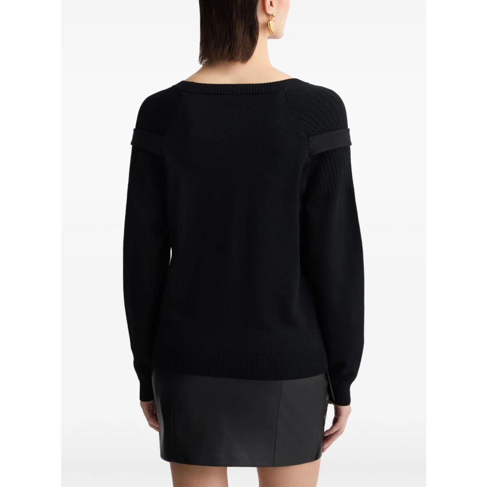Liu Jo Zwarte Logo Sweater met Ronde Hals Black Dames