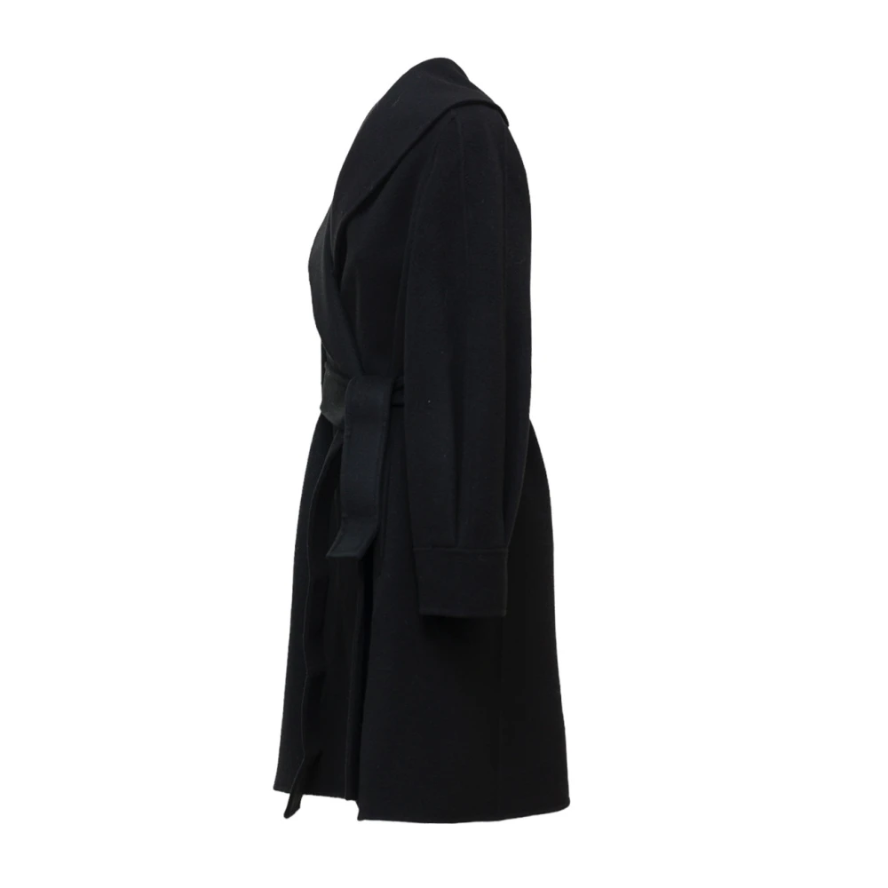 Nenette Wollen jas met riem en ballonmouwen Black Dames