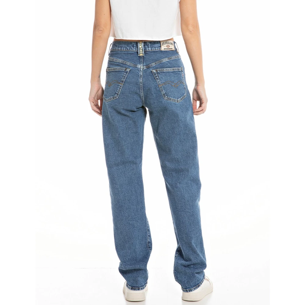 Replay Mid Blue Loose-Fit Denim Jeans Blue Dames