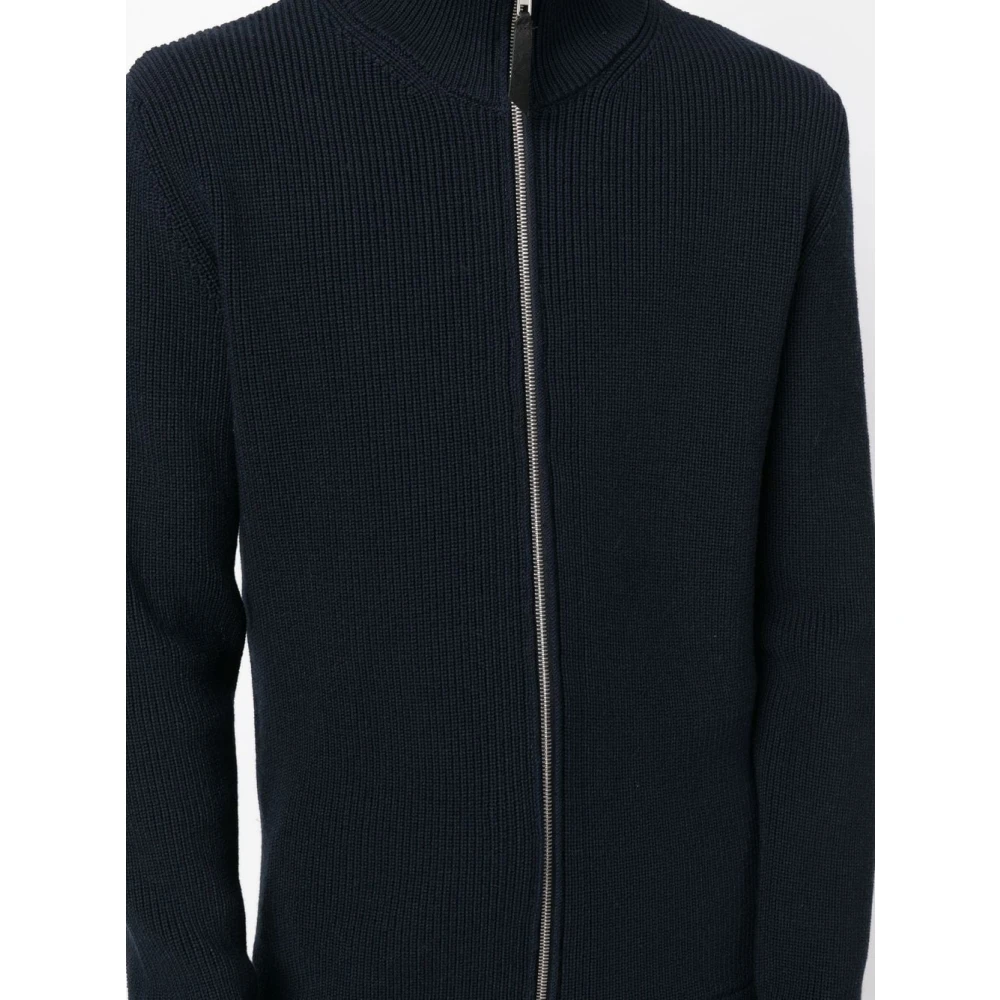 Maison Margiela Blauwe Geribbelde Zip-Up Vest Blue Heren