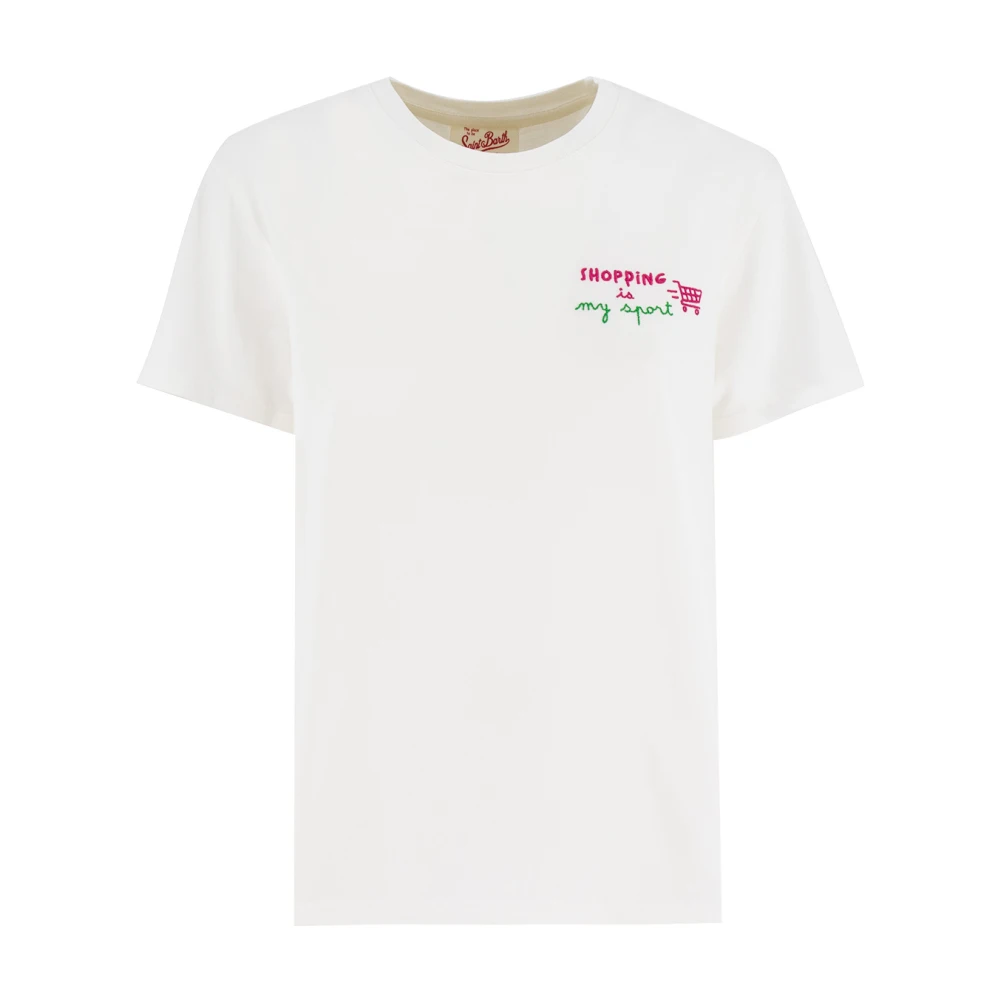 MC2 Saint Barth Embroidered Crew Neck T-shirt White Dames