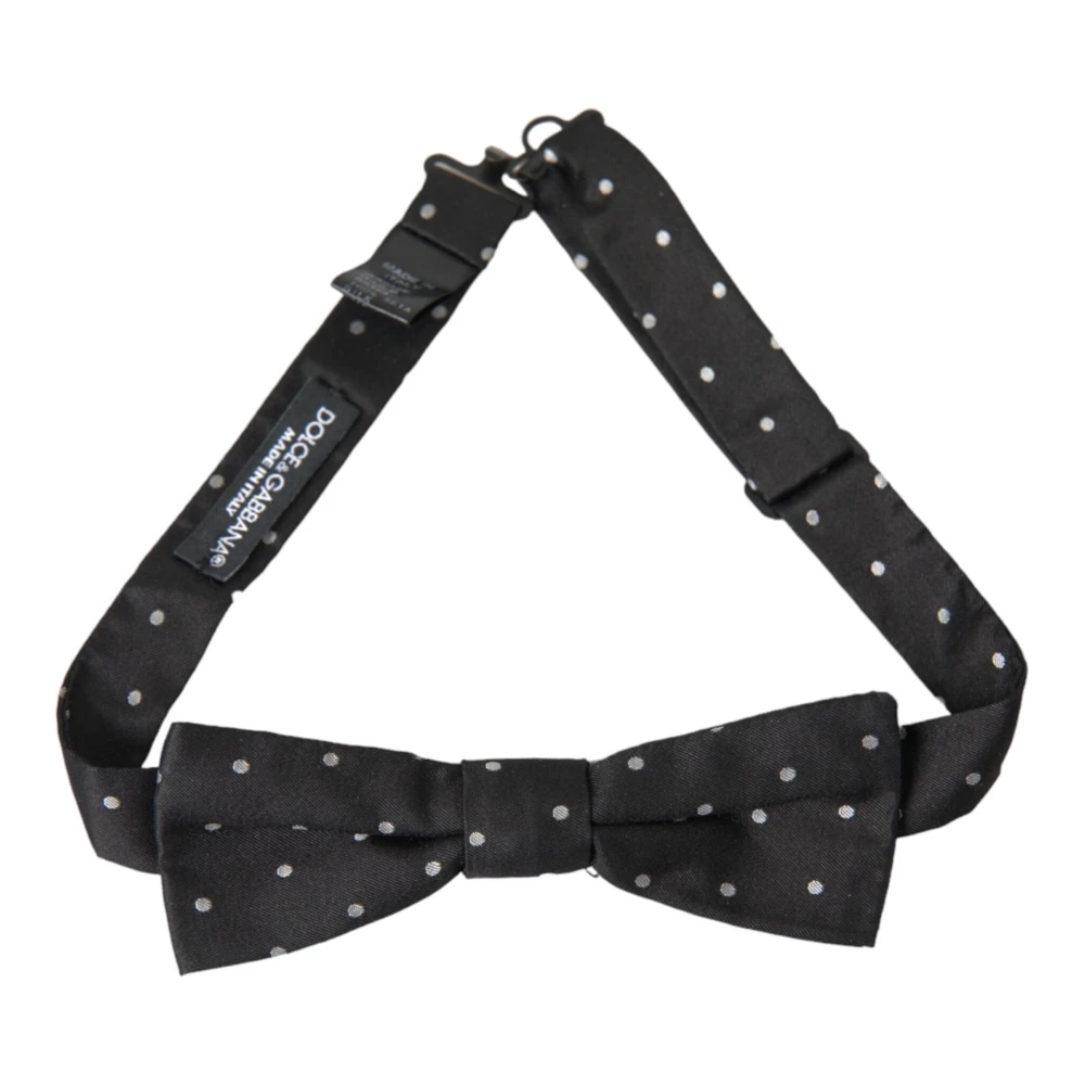 Dolce & Gabbana Polka Dot Zijden Heren Vlinderdas Black Heren