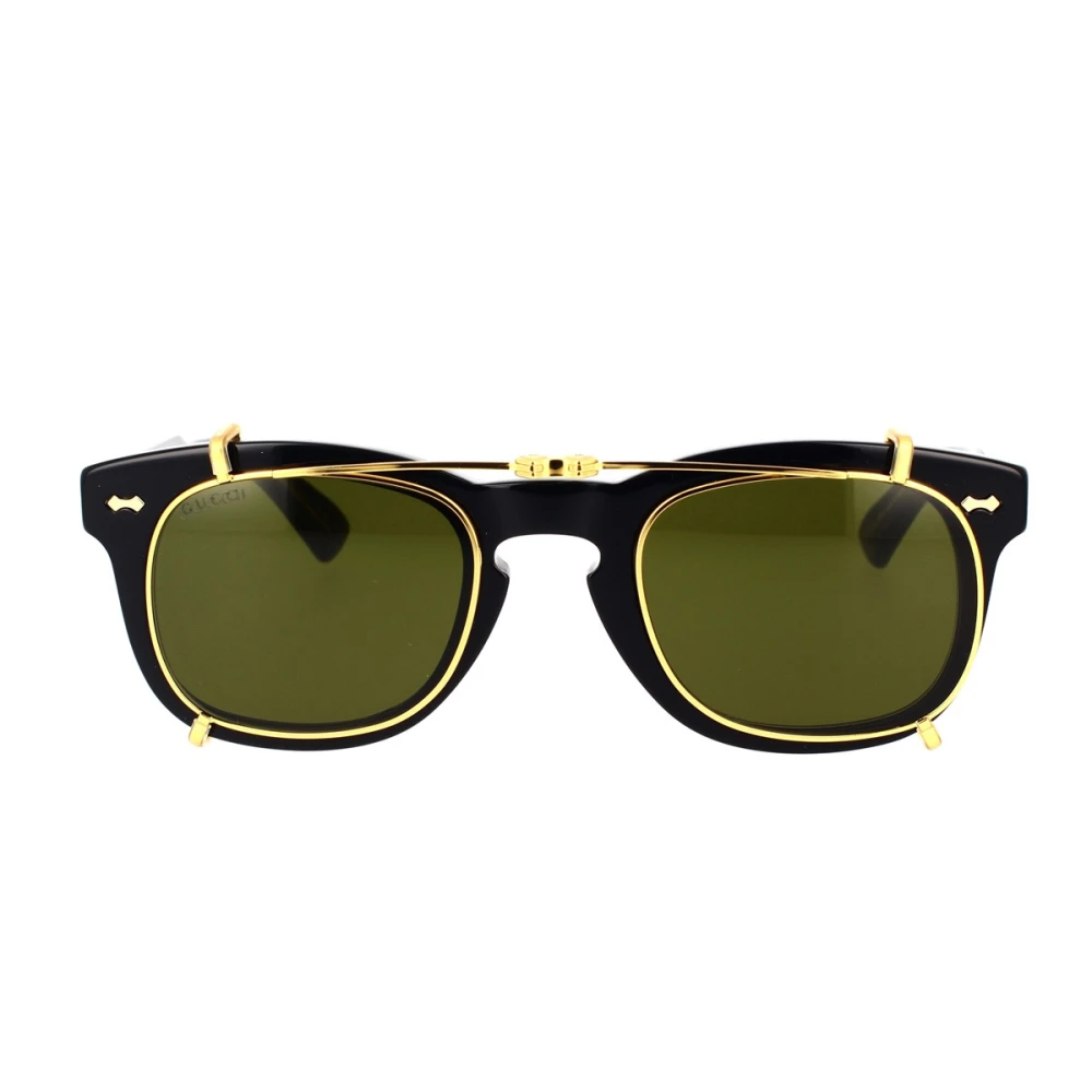 Gucci Hopfällbara Clip-On Solglasögon med Gula Linser Black, Unisex