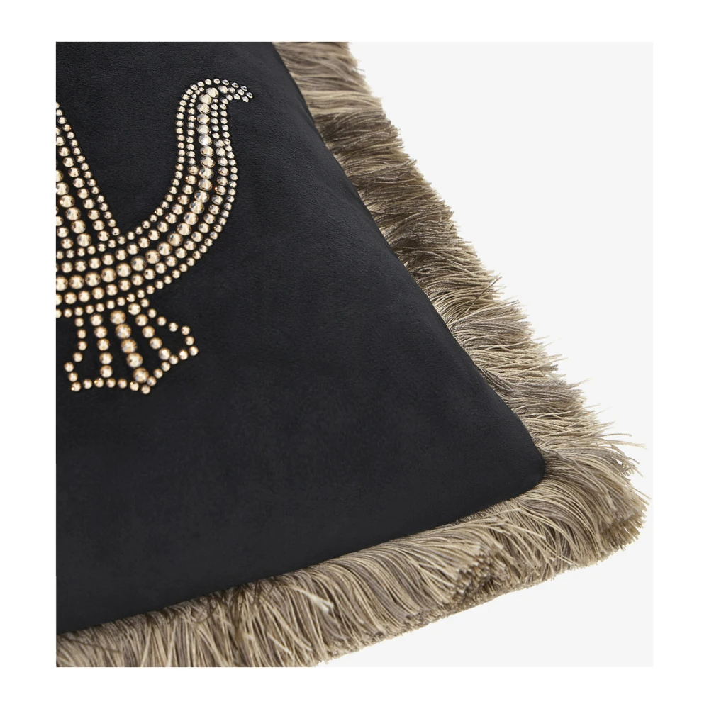 Roberto Cavalli Kristal Slangen Velvet Decoratief Kussen Black Unisex