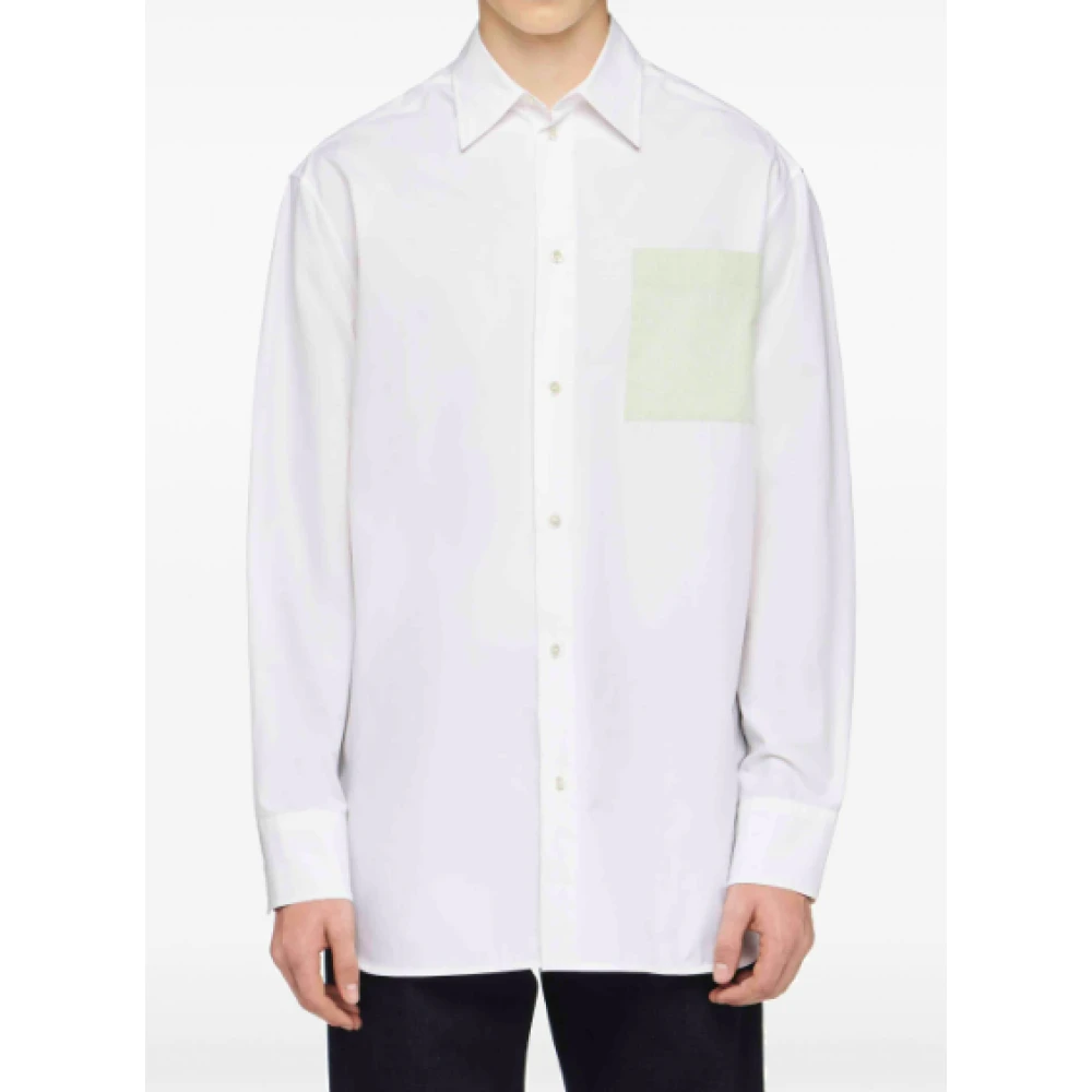 JW Anderson Wit Patch Pocket Shirt Contrast White Heren