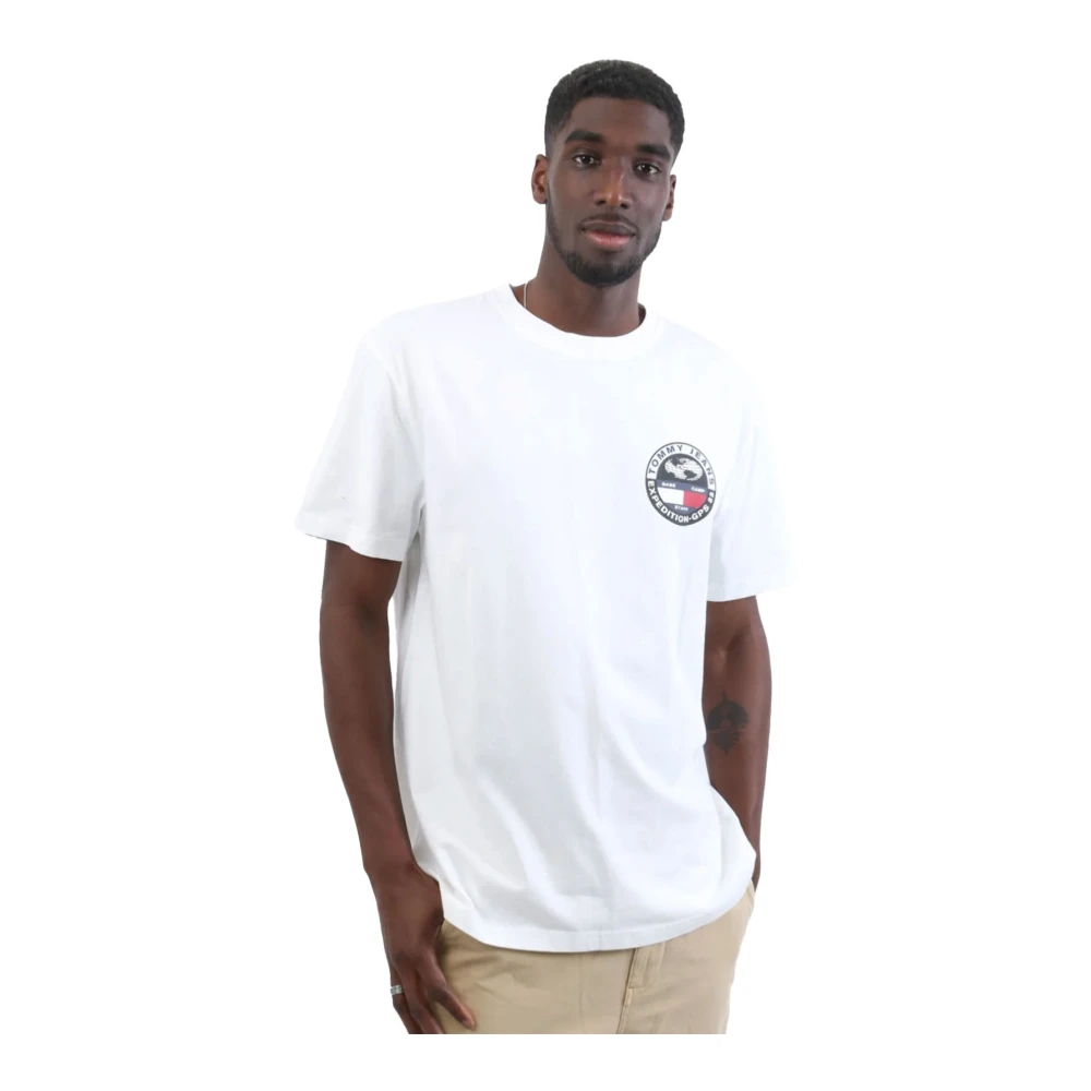 Tommy Jeans Kompas Print T-shirt Wit Ronde Hals White Heren