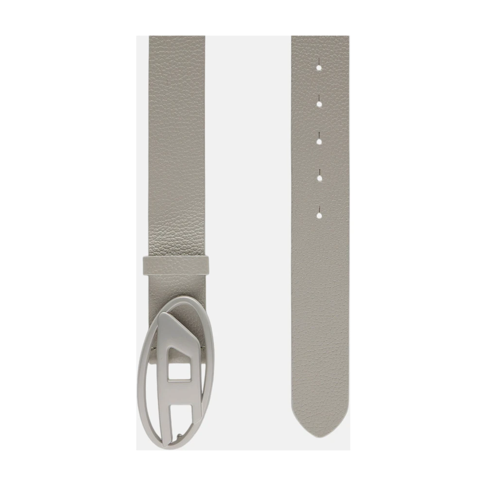 Diesel Grijze leren riem met grijze gesp Gray Heren