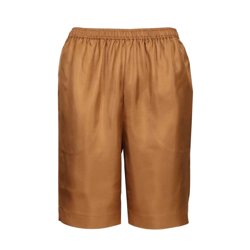 Loulou Studio Women's Beige Zinia Silk Twill Shorts - Casual Shorts - L - Shorts