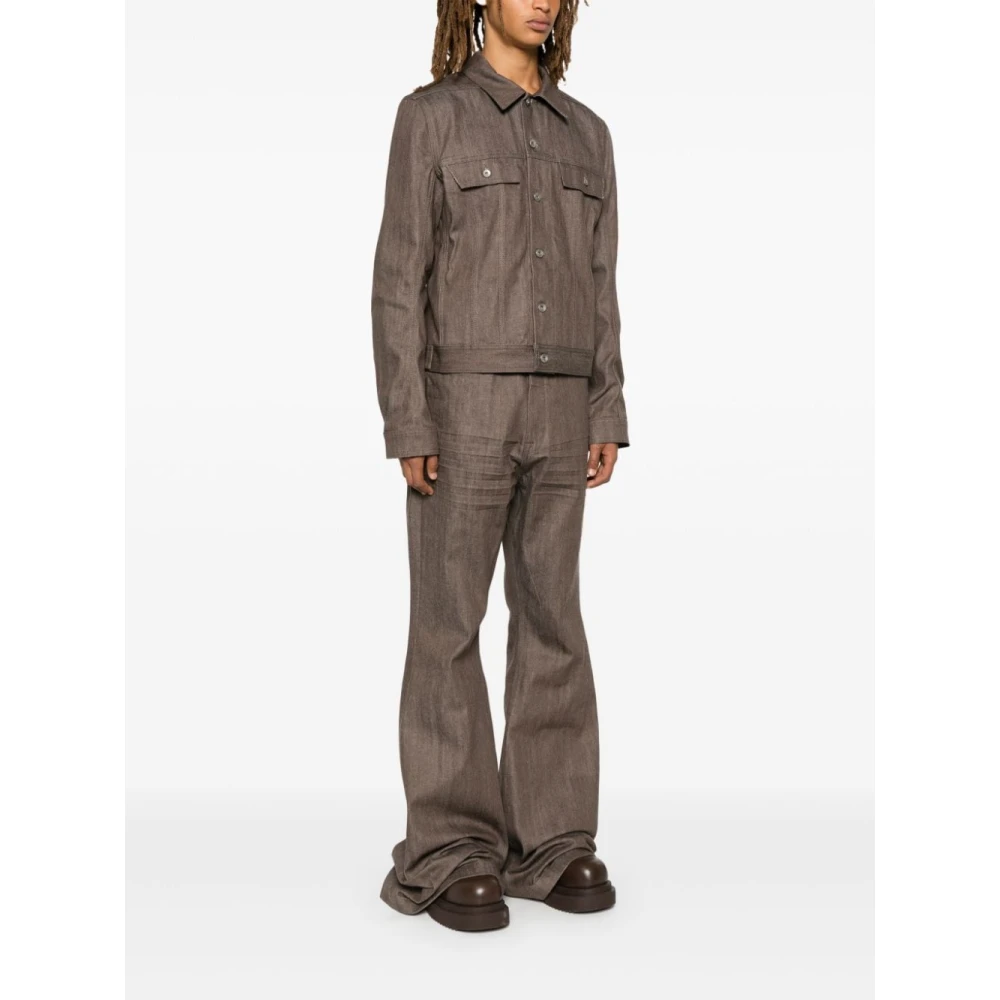 Rick Owens Denim Trucker Jacket Brown Heren