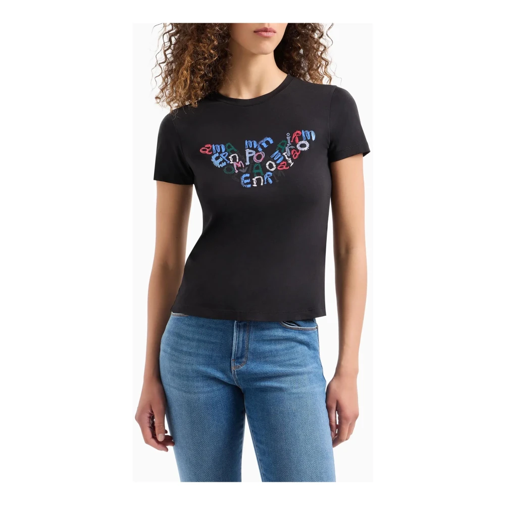 Emporio Armani Zwarte T-shirts en Polos met Patroon Black Dames
