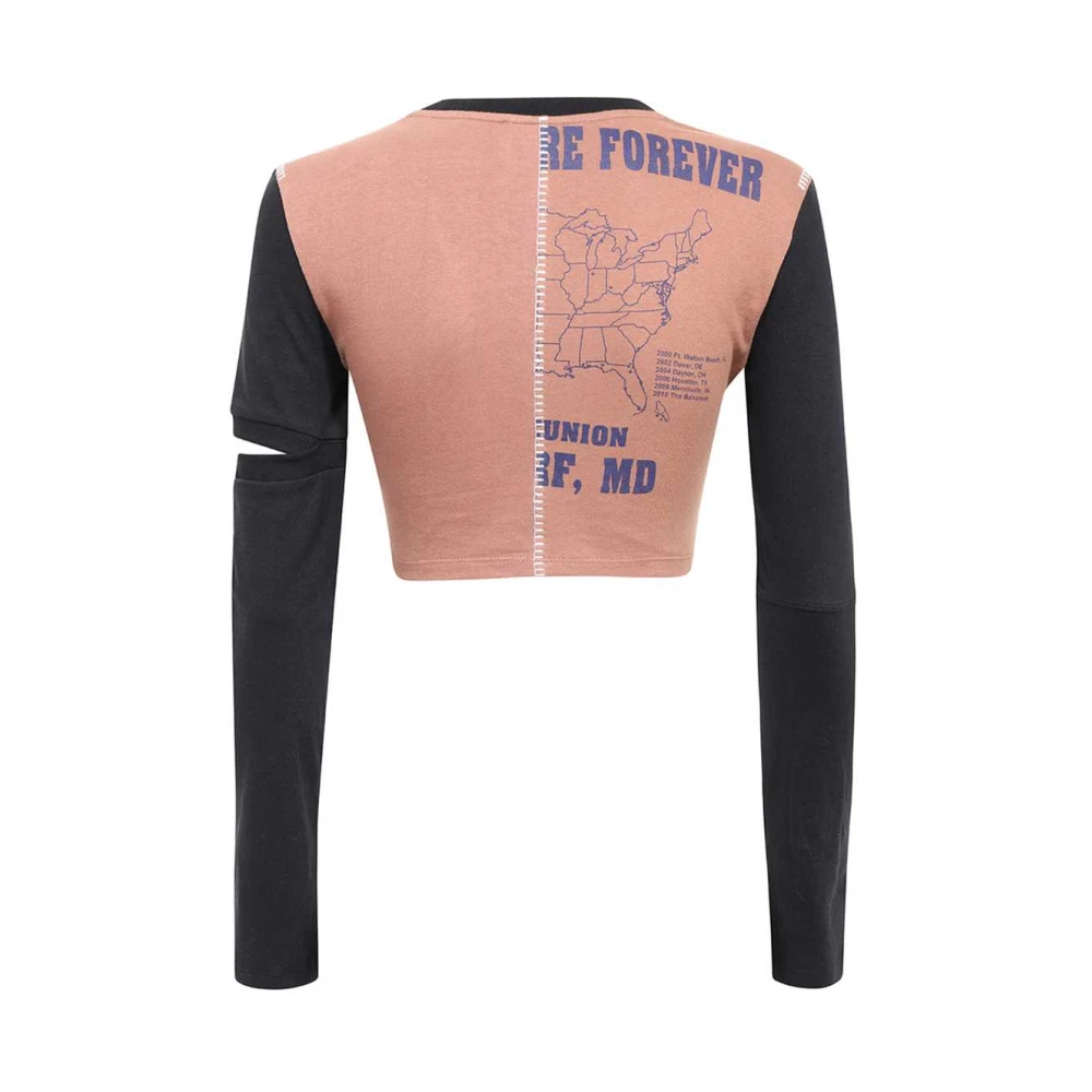 Marine Serre Crop Top met Contrastdetails Brown Dames