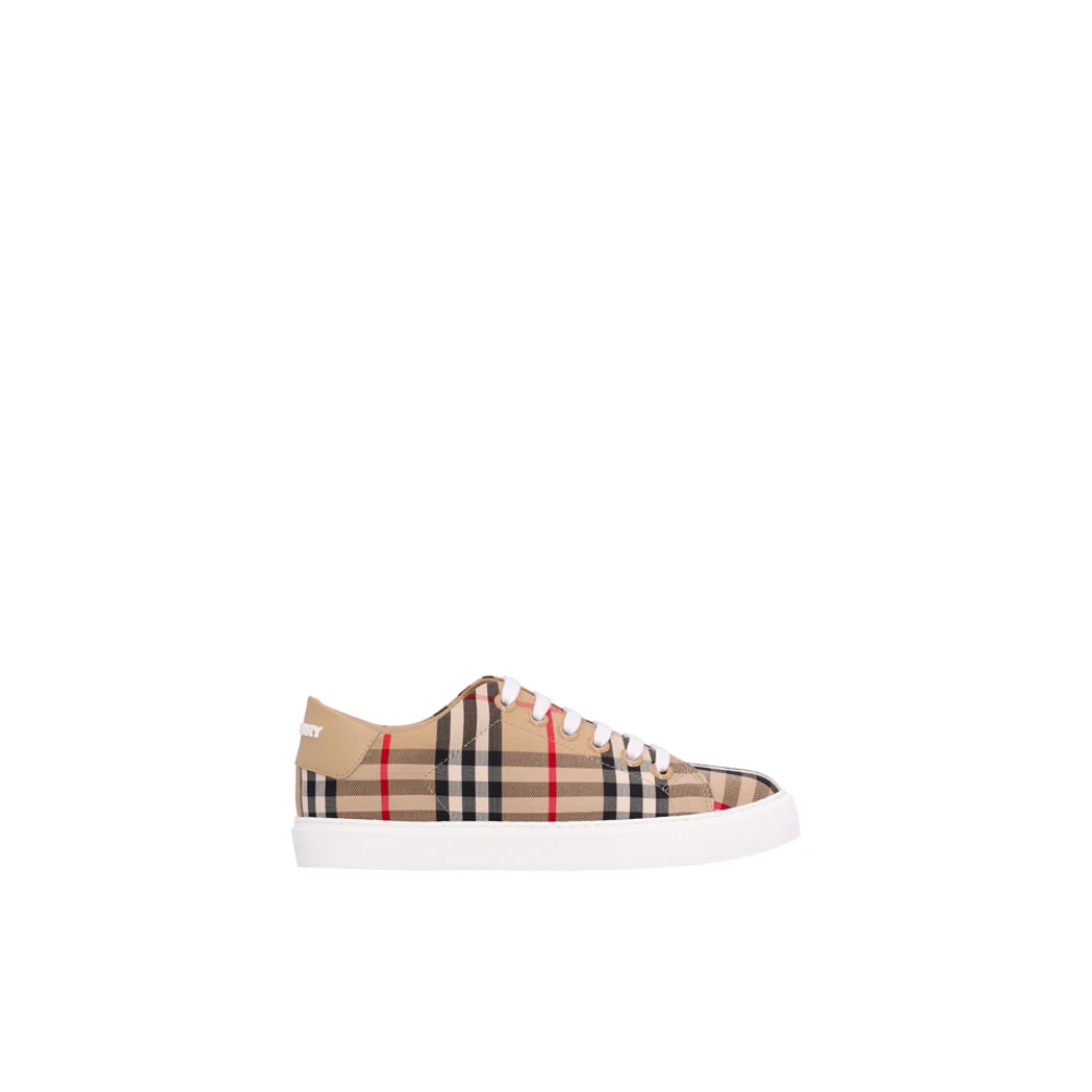 Burberry Sneaker in leer en check Heren Schoenen Veelkleurig Multicolor